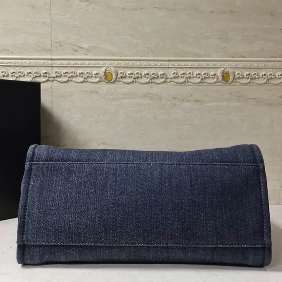 Authentic CHANEL Navy and Orange Logo Satchel - Picture 9 of 15